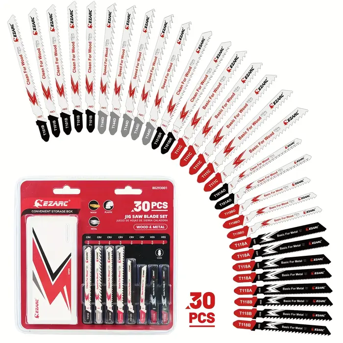 EZARC Ensemble de 30 lames de scie sauteuse avec étui de rangement