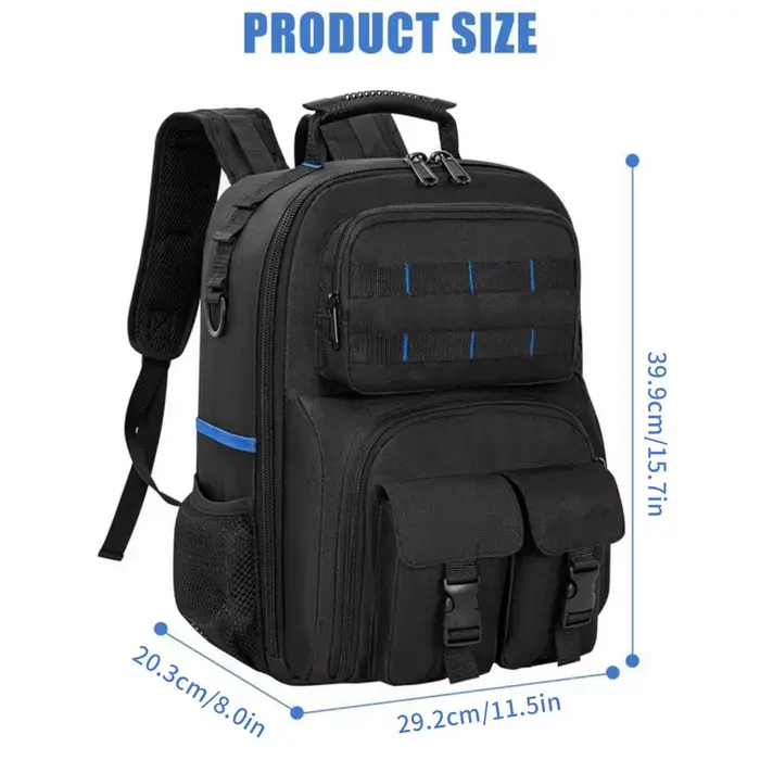 Sac à dos pour outils, sac à outils robuste avec épaulettes rembourrées, organisateur d'outils amovi