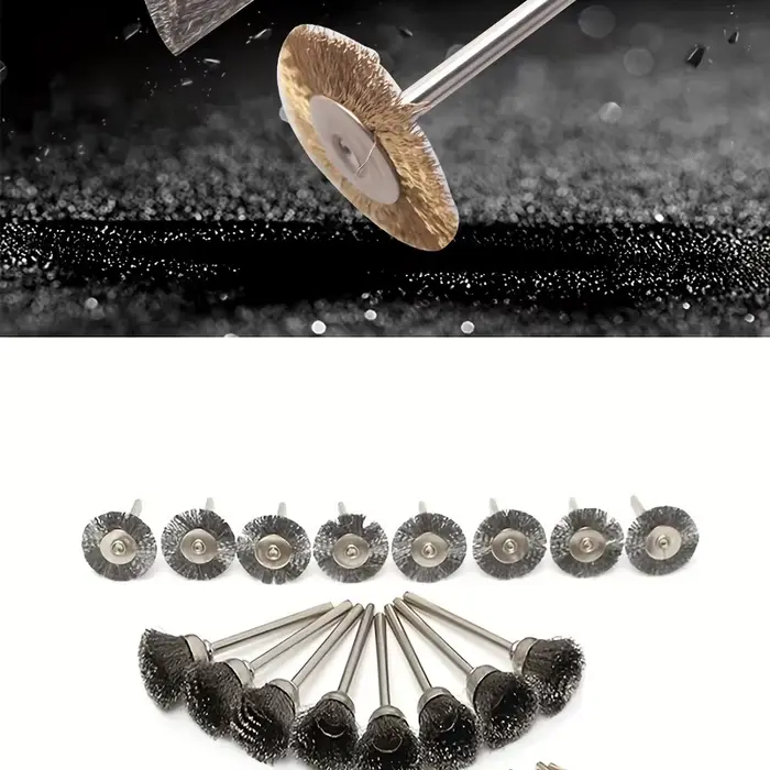 36 pièces brosse en laiton roues en fil d'acier brosses perceuse outils rotatifs polissage