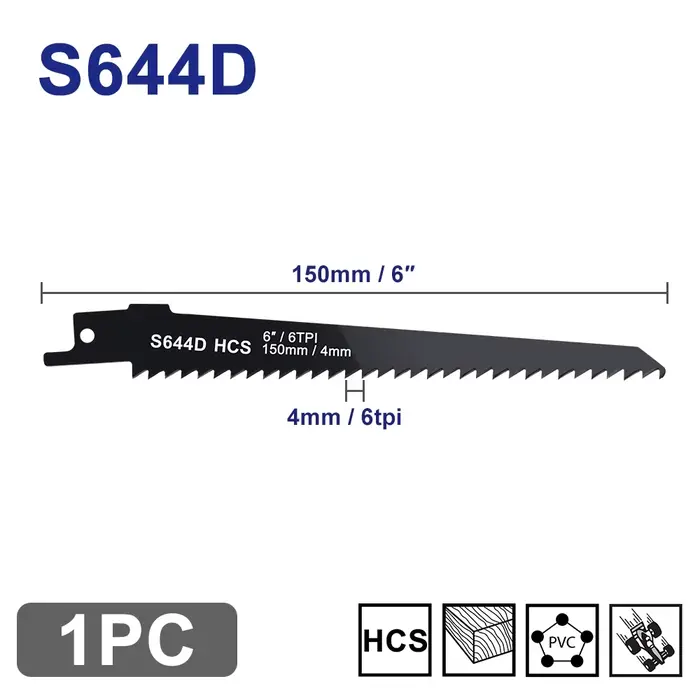 XCAN 1/2/5 pièces S644D lames de scie alternative 6 pouces 6TPI HCS sabre pour couper le bois PVC la