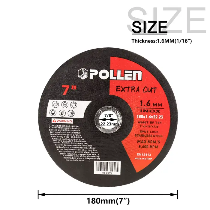 Disque de coupe en métal de 7 pouces 180mm