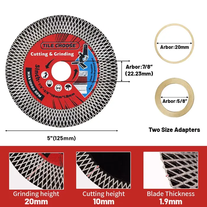 Lame de scie diamantée pour carreaux de 4.5 à 5 pouces