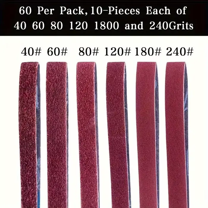 60 bandes abrasives de 13 × 457 mm
