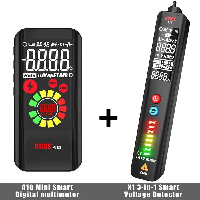 BSIDE A10 multimètre numérique couleur LCD Rechargeable poche voltmètre intelligent condensateur Diode Ohm Hertz testeur