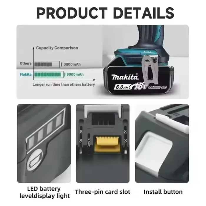 đ€ 100% vĂ©ritable Makita 6Ah pour batterie