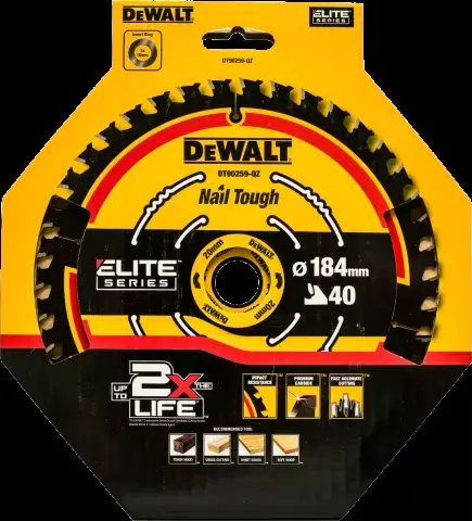 Lame de scie circulaire DEWALT DT90257 DT90259 184 mm 24T Extreme 2X Life, lame de scie à pointe en carbure pour la coupe du bois