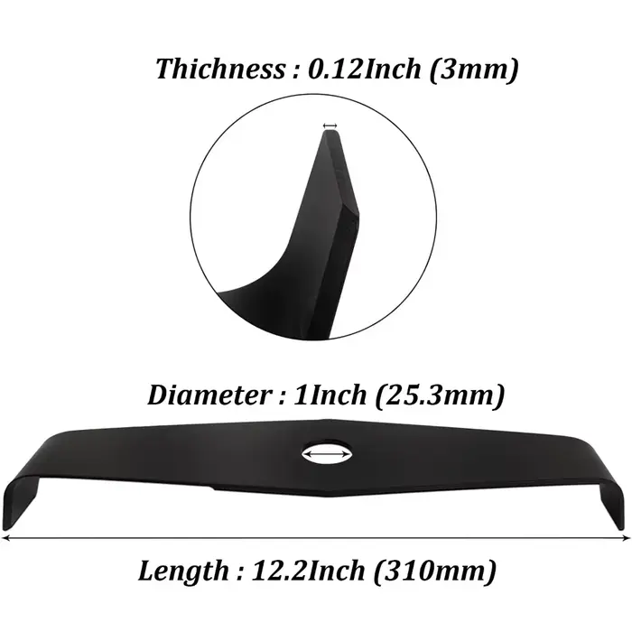 Couteau à lame de coupe épais universel 2 dents 2T pour remplacement de débroussailleuse