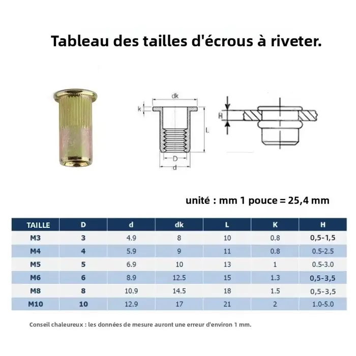 Outil de rivetage manuel avec 10 rivets