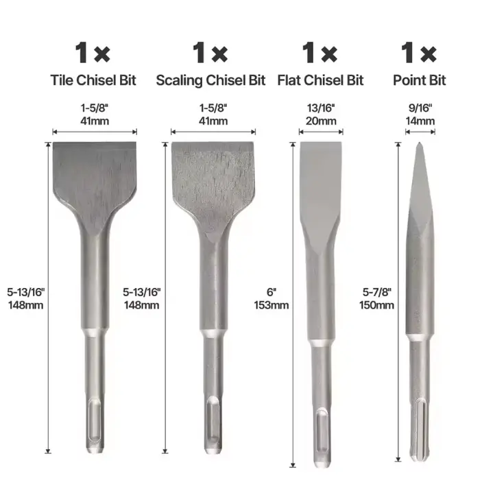 Ciseaux à pointe plate SDS PLUS pour marteau électrique