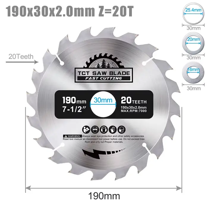 CMCP 1 pièce 190/205mm lame de scie circulaire lame de scie à pointe en carbure TCT disque de coupe 