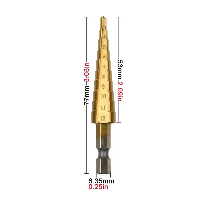 Perceuse étagée plaquée titane, tige hexagonale, rainure droite 3-12/4-12/4-20/4-32mm, perceuse pago