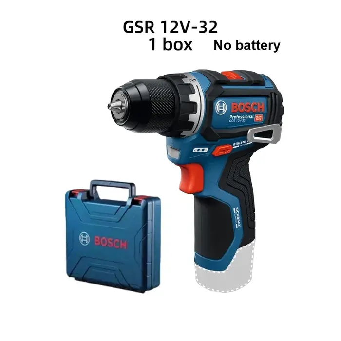 Perceuse sans fil Bosch Professional GSR 12V-32, moteur sans balais, couple élevé de 32 Nm, double vitesse, poignée en forme de T, outil électrique multifonctionnel