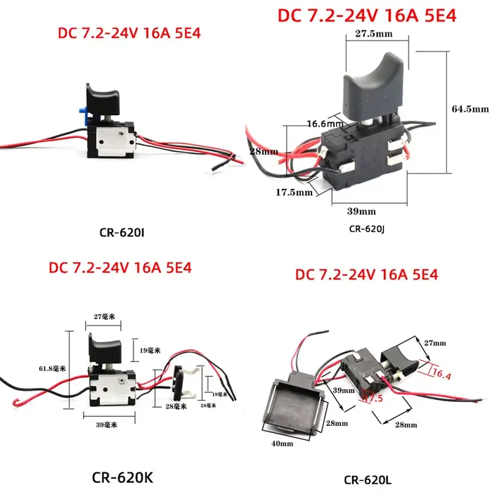 Interrupteur de contrôle de vitesse pour perceuse à batterie au lithium DC18V 21V 24V