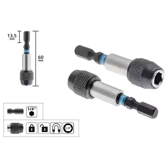 Makita E-08791 Porte-embout magnétique à percussion 60MM 1/4" avec manche hexagonal