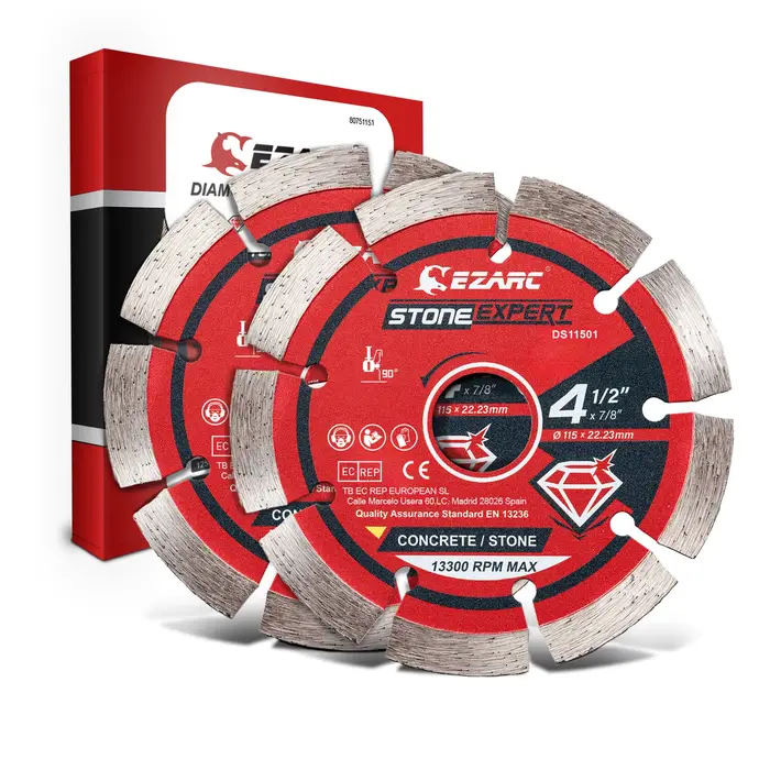 EZARC-Lame de Scie Diamantée Segmentée pour Meuleuse d'Angle, Coupe de Pierre à Béton, Brique Circul