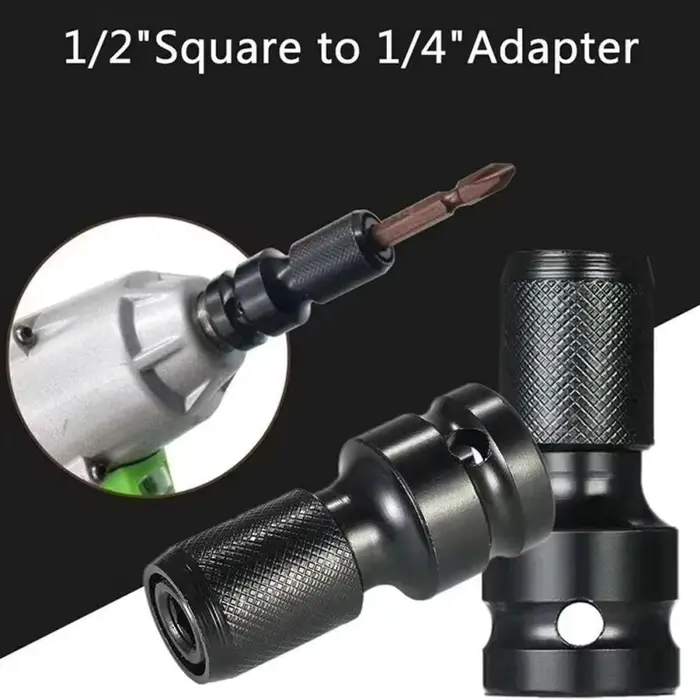 Adaptateur de mandrin de perceuse, adaptateur de douille hexagonale, entraînement 1/2" vers embouts de perçage à percussion 1/4", adaptateur de charge rapide pour outils électriques