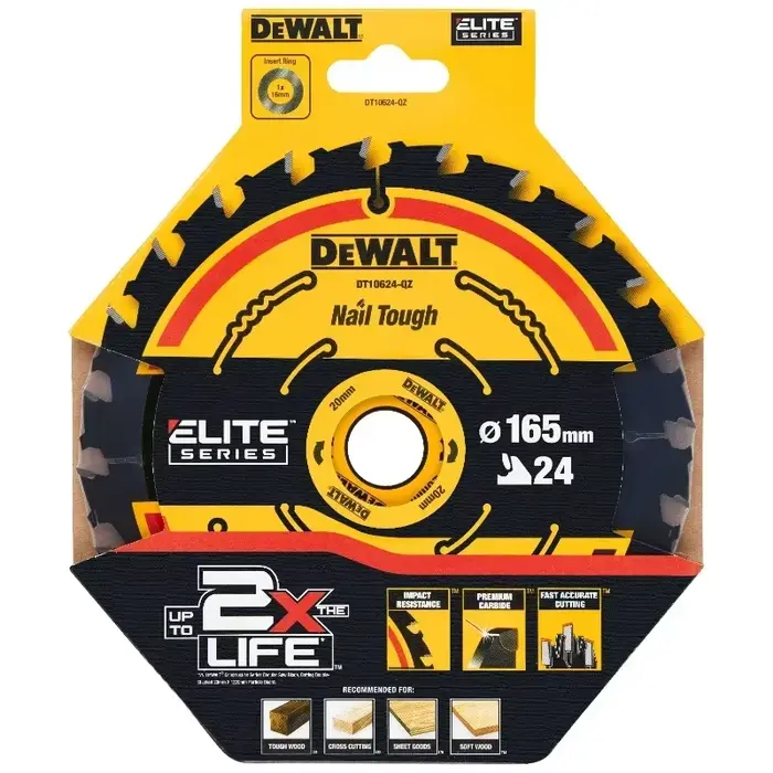 DEWALT DT10624 DT10640 24T/40T lame de scie circulaire série ELITE lame de scie circulaire ELITE 165