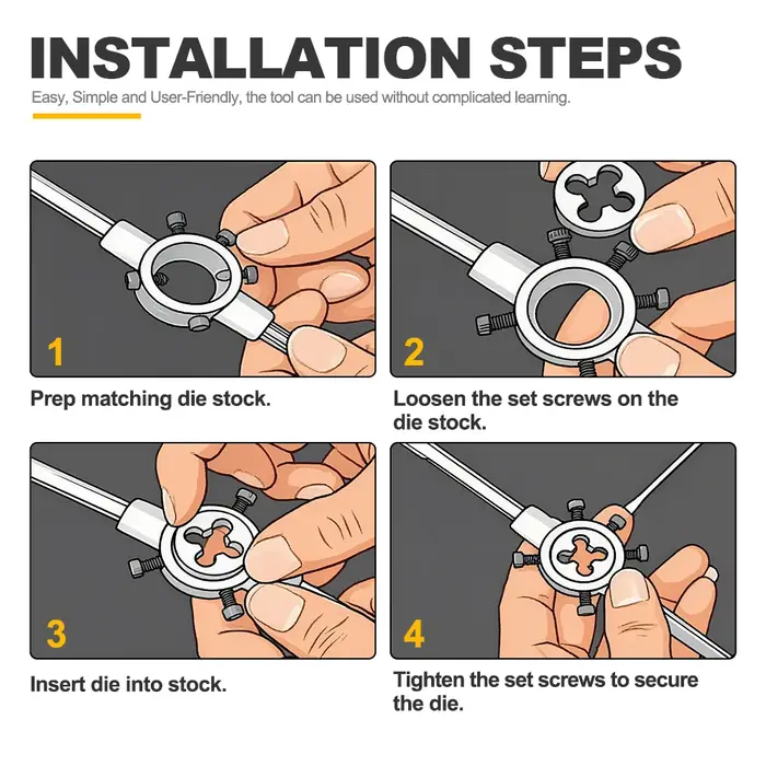 Matrice à filetage M11 M12 M13 M14 M15 M16 M18 M20, main droite pour le travail des métaux, outil ma