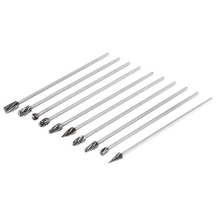 Ensembles de forets 10 pièces 4 pouces de Long Double coupe en carbure monobloc fraises rotatives ensemble 1/8