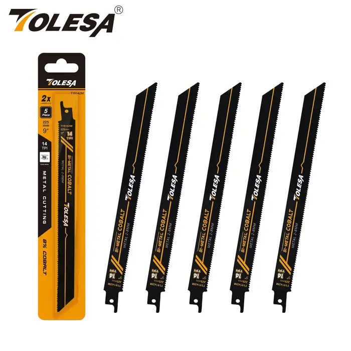 TOLESA 5 pièces lames de scie alternative pour coupe de métaux lourds 6 pouces/9 pouces 14TPI lames