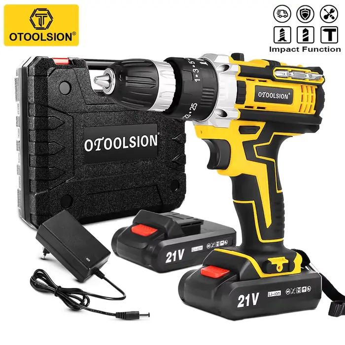 OTOOLSION nouveau perceuse sans fil à percussion 21V tournevis électrique batterie Rechargeable perceuse à main sans fil outils électriques pour bricolage maison