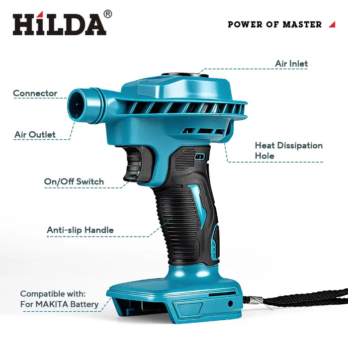 Aspirateur sans fil et souffleur d'air 2-en-1 HILDA pour batterie Makita