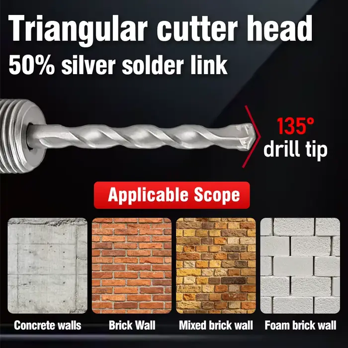 Ensemble de scies cloches pour murs en béton de 30 à 100 mm avec tige SDS Plus de 110 mm