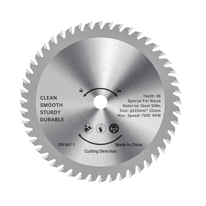 Lame de scie circulaire de 115 mm pour le travail du bois, coupe lisse du bois, axe de 1-1/4 pouces