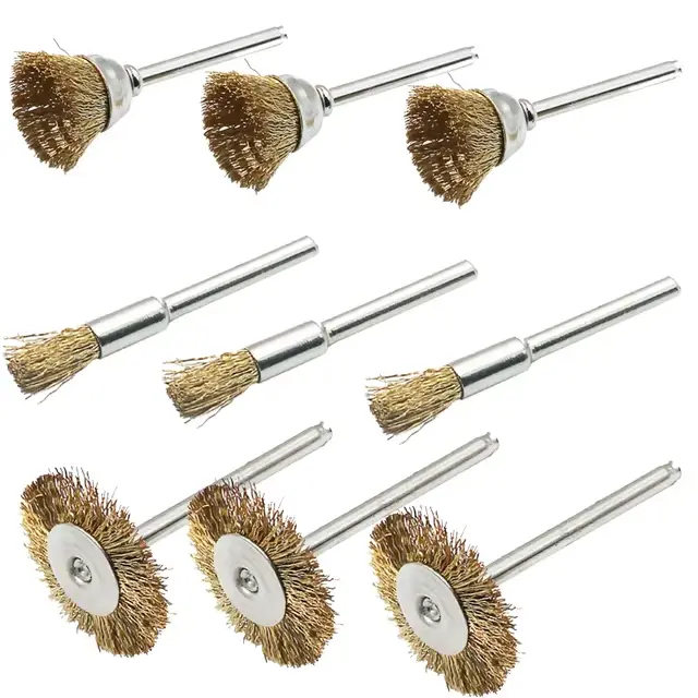 Brosse en laiton avec roues métalliques en acier, perceuse, outils éloignés, polissage Dremel, outil