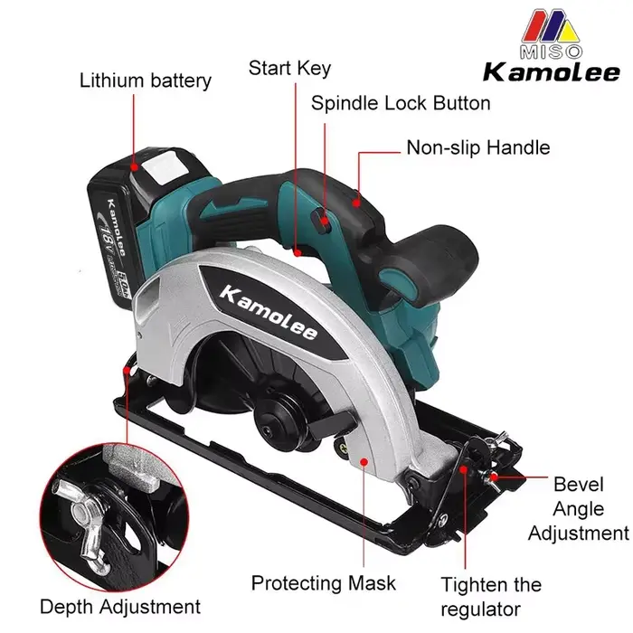 Scie circulaire rechargeable sans fil kamolee