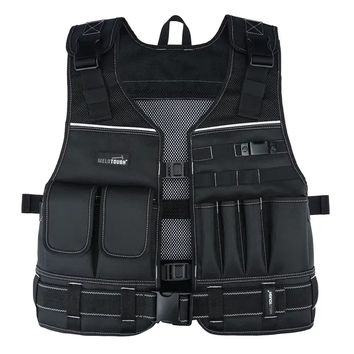 Gilet à outils pour hommes avec pochettes et ceinture, gilet à outils de sécurité multi-poches régla