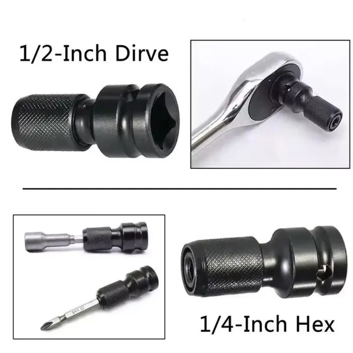 Adaptateur de mandrin de perceuse, adaptateur de douille hexagonale, entraînement 1/2" vers embouts de perçage à percussion 1/4", adaptateur de charge rapide pour outils électriques