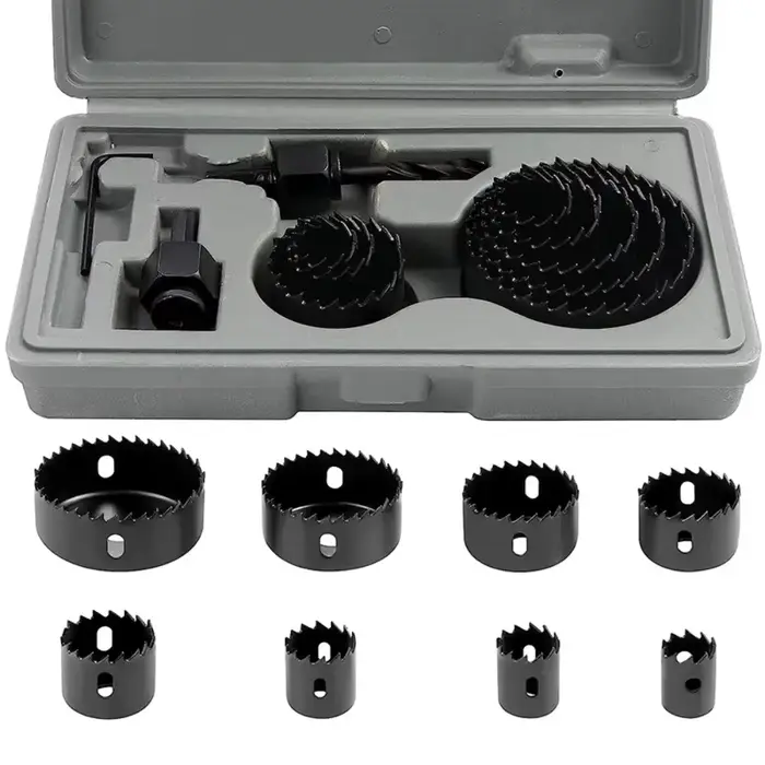 Kit de 11 scies cloches de 19-64 mm pour bois, métaux et alliages, avec étui