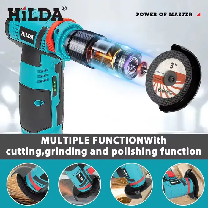 HILDA 12v Mini meuleuse d'angle 3 pouces outil électrique sans fil pour couper le polissage et le meulage du diamant