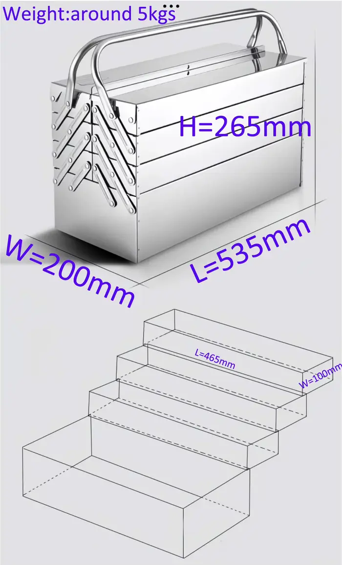 Boîte à outils en acier inoxydable à 4 couches