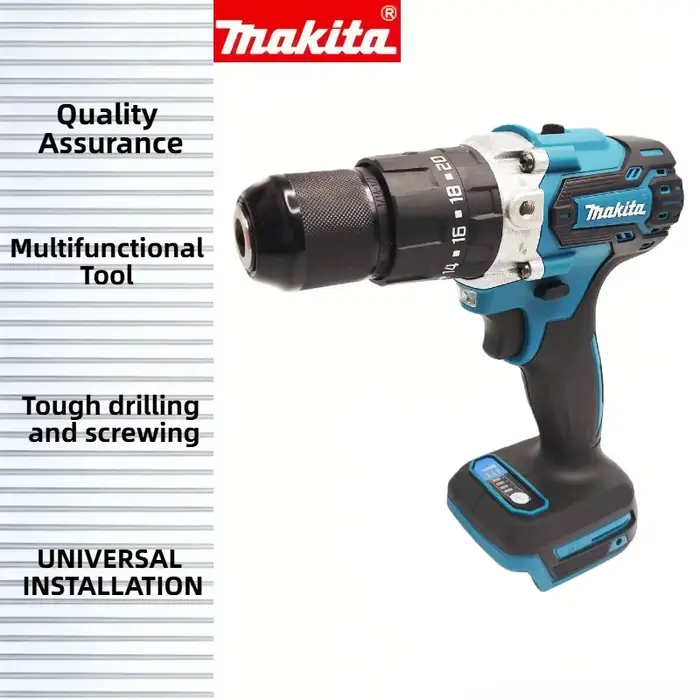 Perceuse à main rechargeable Makita DDF487 18V : Machine nue de 13 mm avec lumière LED