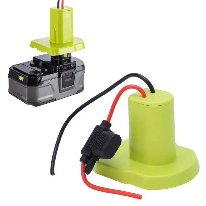 Adaptateur de batterie 18V pour Ryobi One + connecteur d'alimentation 18V avec siège d'assurance, 2 fusibles, bornier 2 en 2 sorties