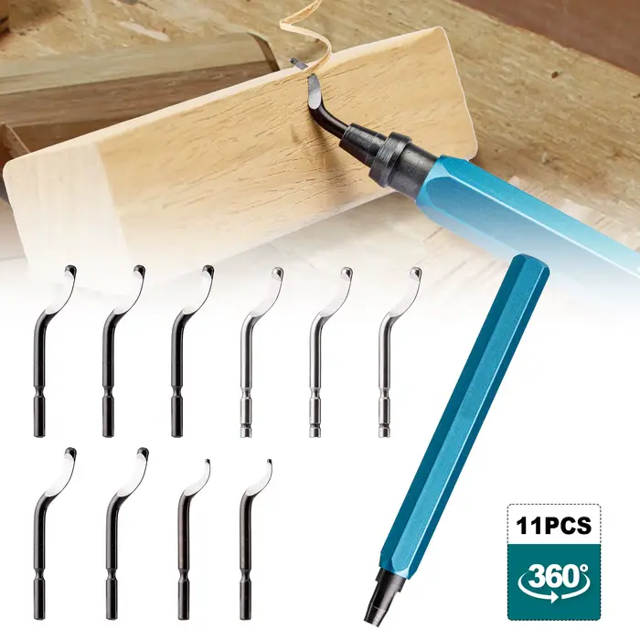 Ensemble d'outils d'ébavurage 10 pièces lames pivotantes en acier HSS poignée en métal outil d'ébavu