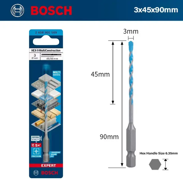 Bosch HEX-9 forets multi-construction maçonnerie béton bois carreaux de céramique foret multi-fonction alliage Triangle