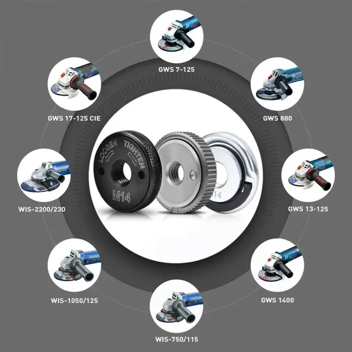 Meuleuse d'angle filetage M14 jeu d'écrous à bride extérieure intérieure écrou de verrouillage à dégagement rapide remplacer pour Bosch Metabo Milwaukee Makita Dewalt