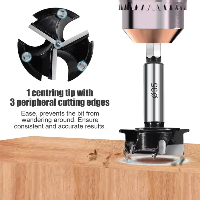 CMCP 1pc 35mm Forstner foret charnière alésage foret trou scie Cutter tige ronde carbure pointe outil de forage coupe pour le travail du bois