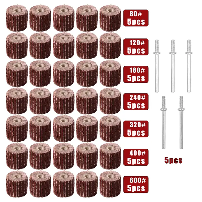 Kit de roue de ponçage à lamelles, 40 pièces, abrasifs, meuleuse, ponceuse à clapet pour perceuse, o