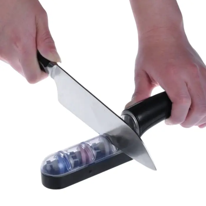Aiguiseur d'outils 3 étapes avec poignée antidérapante pour couteaux de jardin