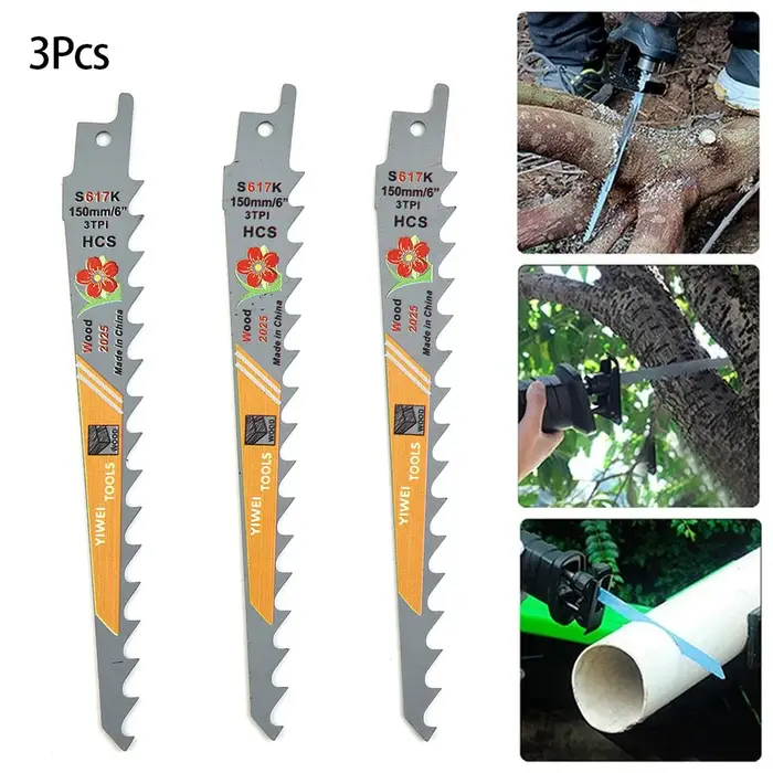 3 pièces 150mm 3 TPI HCS lames de scie alternative scie sabre scie à main Multi pour bois métal PVC 