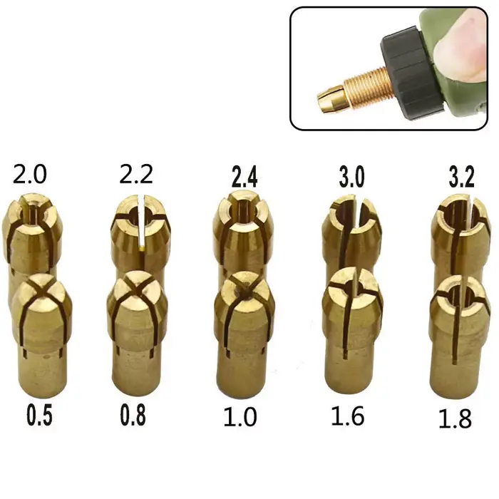 Ensembles d'accessoires de meulage électrique, perceuse en laiton, meuleuse électrique, mandrin à pi