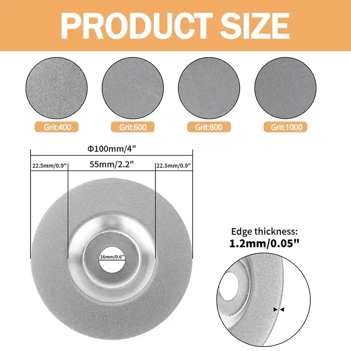 1 pièce Disque d'affûtage diamanté 100 mm, Disque abrasif à émeri, Granulométrie 400-1000 pour meuleuse d'angle, ciseaux de cuisine et outils