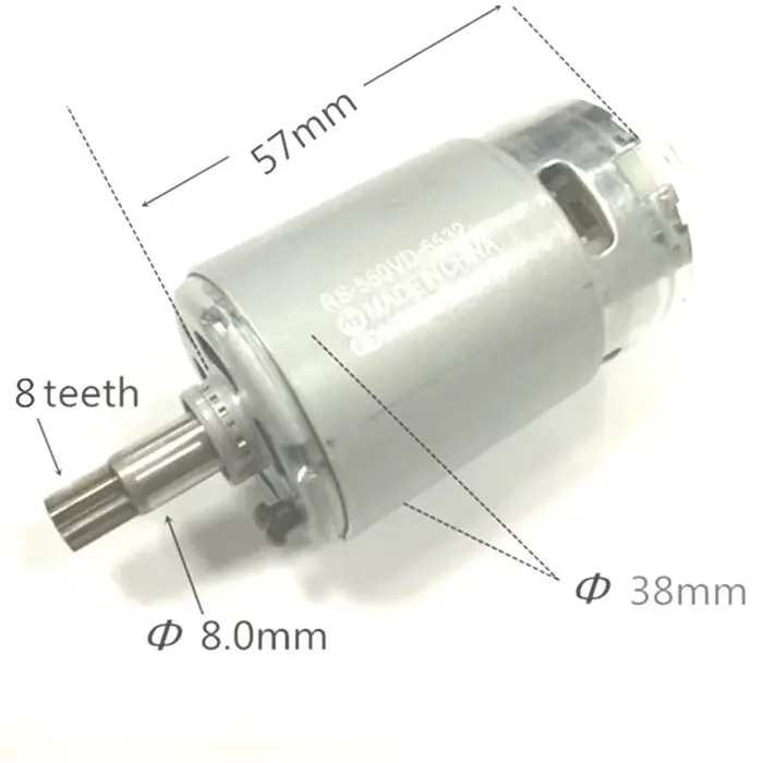 Moteur RS-550 à 8 dents DC 12V pour perceuse à percussion rotative sans fil BOSCH Uneo