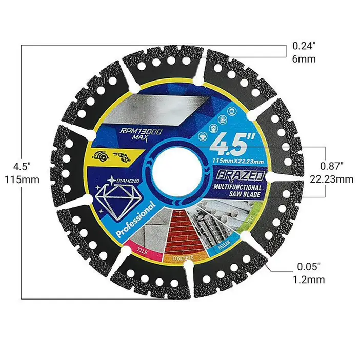 Lames de coupe multi-matériaux, coupe à sec, carrelage métallique, pierre, meuleuse d'angle en plastique, lames de scie pour alliage, fonte, marbre, 3 pièces