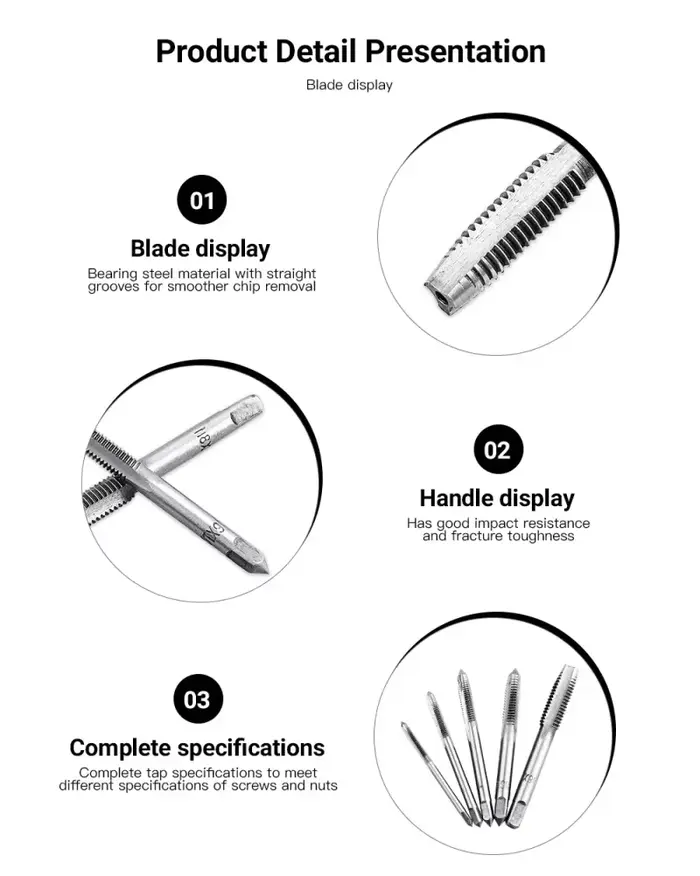 Jeu de perceuses à clé de type T de haute qualité, outils de taraudage manuel, Machine à filetage, foret hélicoïdal M3/M4/M5/M6/M8, jeu de tarauds, outil de bricolage