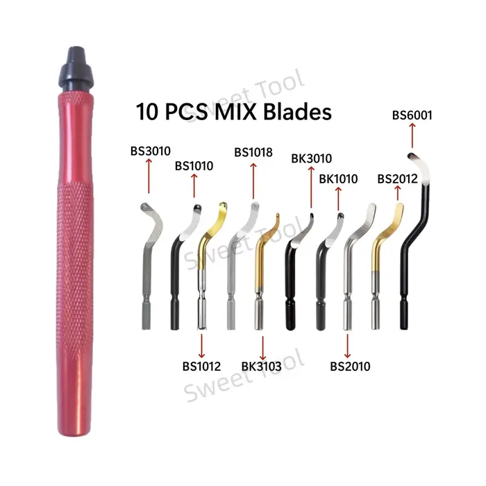 Kit d'outils d'ébavurage RB1228 avec 10 lames mixtes